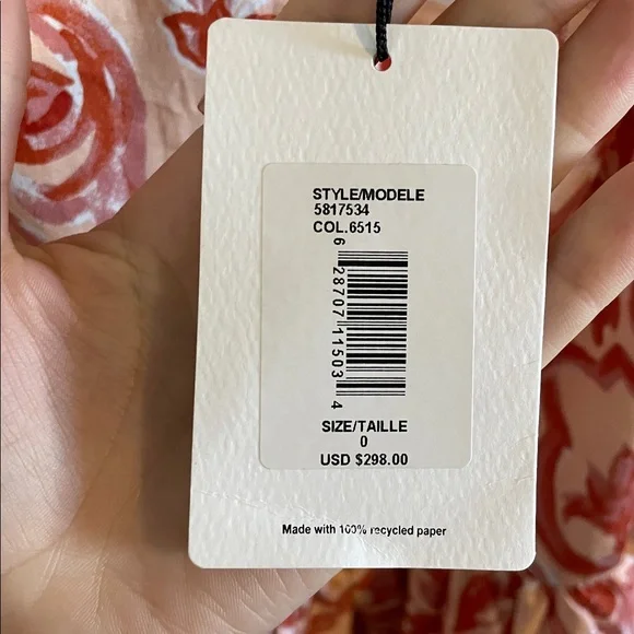 Amur Angela Mini Dress Women’s Size 0 Apricot Baroque Tile Organic Cotton NWT - Picture 11 of 14